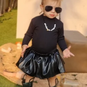 Tia Skirt - Black Leather