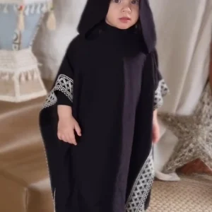 Layali Unisex Hooded Kaftan - Black