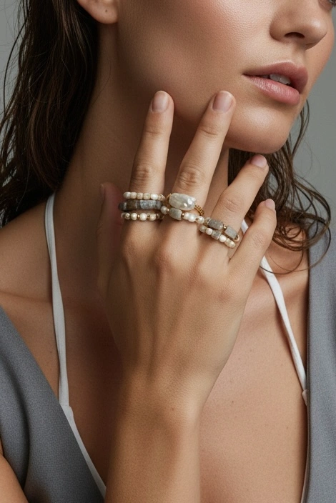 Moonstone Ring Set – 5 Pieces
